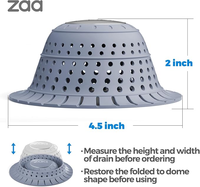 Shower Drain Hair Catcher Bathtub Drain Strainer Sink Drain Protector | Collapsible Pop-Up Drain Hair Catcher, Traps Hair & Prevents Clogs, Easy to Clean, Bathroom Fixture Accessories, Light Blue