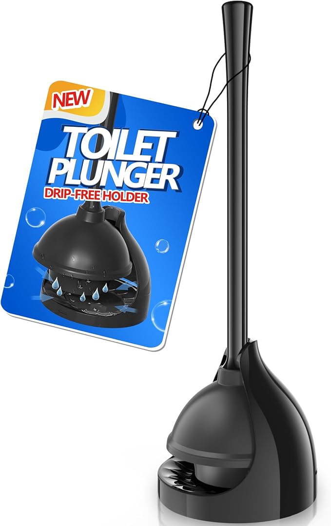 Toilet Plunger with Holder, Plungers for Bathroom Heavy Duty for 5.7-inch Toilet Drain, Toilet Plunger and Holder Combo for Bathroom Cleaning (Style 2)