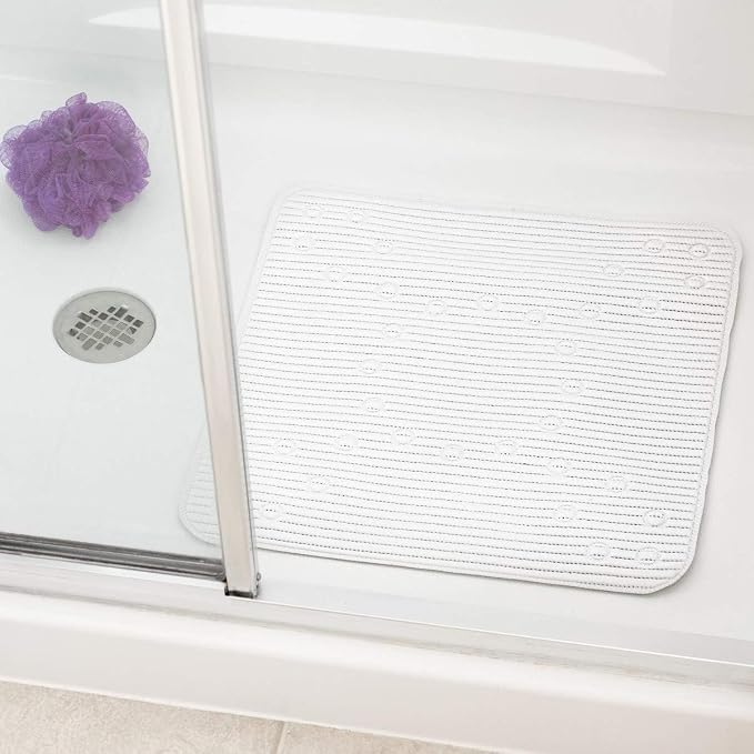 Duck Brand Clorox Cushioned Shower Mat, Non Slip Bathtub Mat with Suction Cups, 21 Inches x 21 Inches, White (Pack of 4)