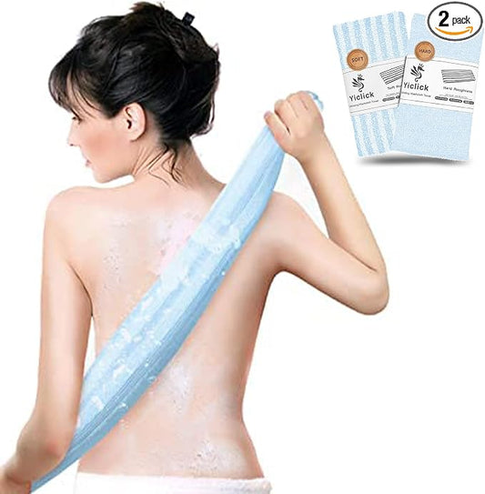 2pcs Back Scrubber for Shower Bath ，Exfoliating Body Scrubber, Body Exfoliator Loofah Luffa Sponge Net Rag Back Washer