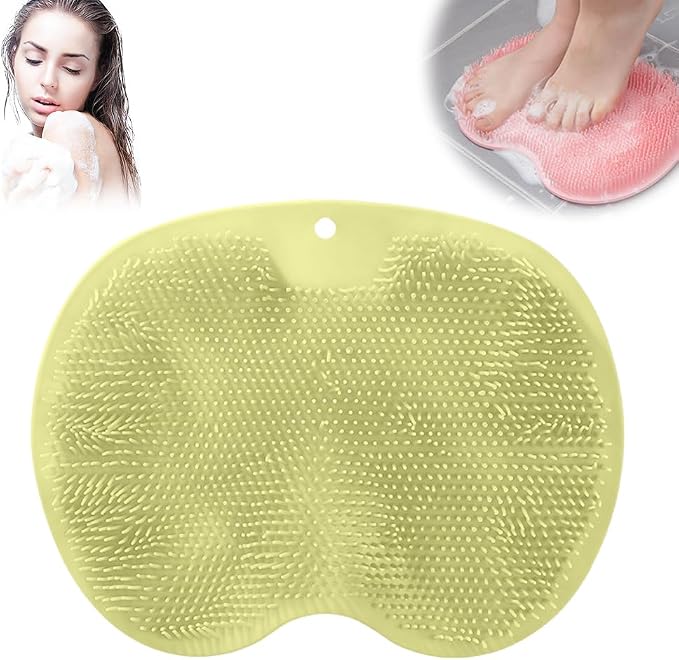 Shower Foot Scrubber Mat with Non-Slip Suction Cups, 2026 New Shower Foot & Back Scrubber Massage Pad, Durable Back Washer Cleaning Pad for Bathroom (Green)