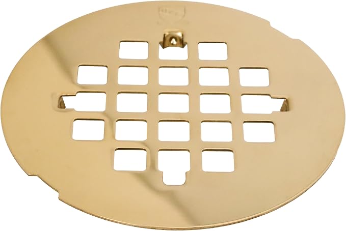 Westbrass D319-2-01 4-1/4" OD Casper Style Brass Snap-in Shower Strainer Grid Drain Cover, PVD Polished Brass (2-Pack)
