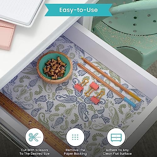 Con-Tact Brand Creative Covering, Self-Adhesive Shelf Liner, Multi-Purpose Vinyl Drawer Liner, Easy To Use And Apply, 18'' X 9', Abbey Sage