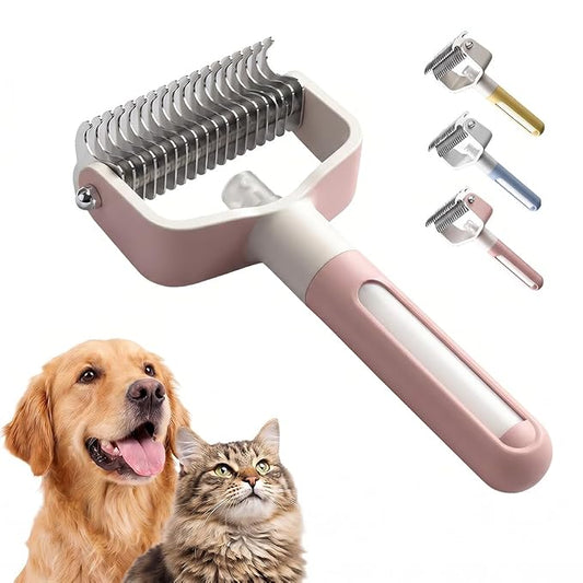 Pet Grooming Tool Deshedding Brush for Dogs and Cats,2026 Pet Hair Brush for Massaging and Cleaning Shedding,Dematting Comb Removes Tangles Knots Loose Fur Grooming Tool for Thick Coats (Pink)