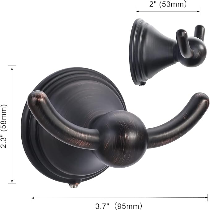 Asidrama Towel Hooks for Bathroom,Oil Rubbed Bronze Coat Hooks for Kitchen Shower Door Wall Mounted,Exquisite Robe & Towel Hooks,Durable Robe Wall Hooks for Hanging Towels (1 Pack)
