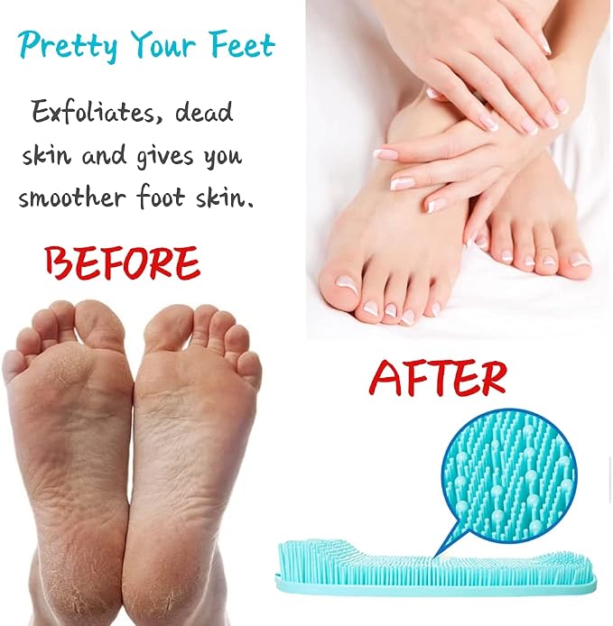AMELLY Shower Foot Scrubber, Foot Cleaner Non Slip Silicone Pad, Shower Floor Massage Mat for Exfoliating Dead Skin Feet Clean