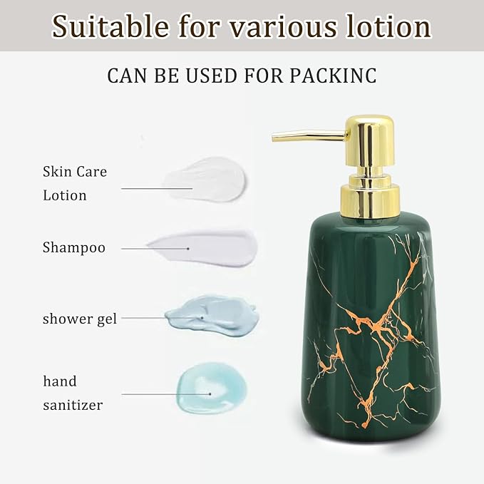CERBIOR Bathroom Accessories Set,4 Pcs Ceramic Bathroom Accessory,Green | Includes Toothbrush Holder, Toothbrush Cup, Soap Dish for Decorative Countertop and Housewarming Gift