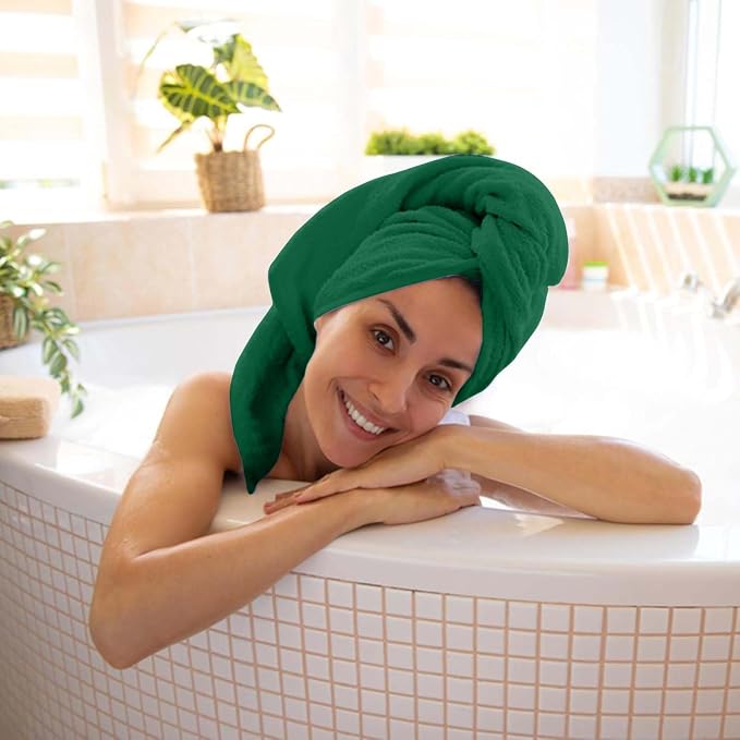 KAHAF COLLECTION 6 Pack Bath Towels Set (27 x 54 Inches) 100% Ring Spun Cotton, Lightweight, Quick Dry, Highly Absorbent Towels (Dark Green, (27x54) Inches)