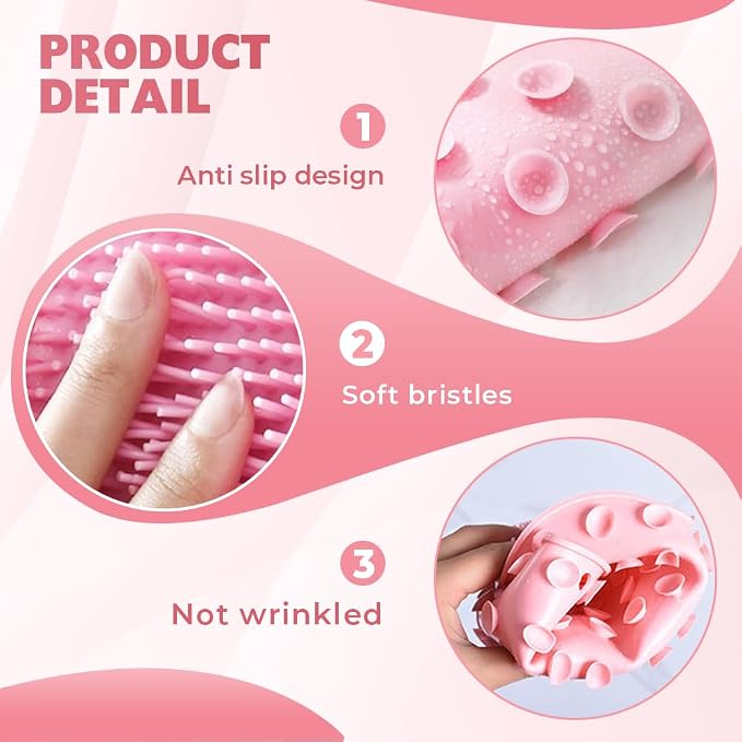 Silicone Shower Foot Scrubber Mat, Upgrade Foot Scrubber in Shower, Foot Back Cleaning Pad Back Washer Bath Wash Pad, Wall Mounted Slip Suction Cups for Bath Wash Pad (Grey)