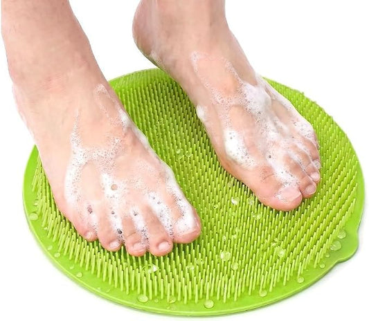 Silicone Shower Foot Scrubber Mat,2025 New Back Exfoliating Bath Wash Pad Wall Mounted Anti-Slip Suction Cups Foot Scrubber,Deep Cleaning Brush Back Massager Pad for Women Men (C-Green)