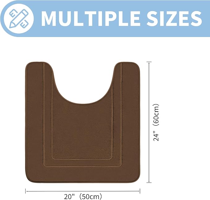Cupic Cupid Memory Foam Bath Mat 24"×20", U-Shaped Bathroom Rugs, Brown | Soft Touch, Cushioned Comfort, Non Slip Bathroom Mat, Super Absorbent & Quick Dry, Machine Washable for Shower, Tub & Vanity