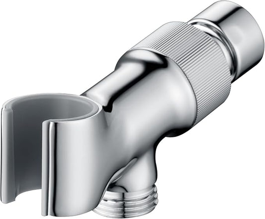 All Metal Handheld Shower Head Holders, 1/2" Shower Hose Holder Fits Most Hand Showerheads, Brass Hand Held Shower Head Holder Adjustable Shower Arm Mount, Easy to Install(Chrome)