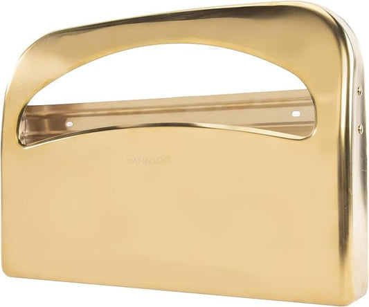 Toilet Seat Cover Dispenser - Stainless Steel Wall Mount Toilet Seat Cover Holder for Commercial Bathroom, 250 Single or Half Fold Seat Covers Capacity (Gold)