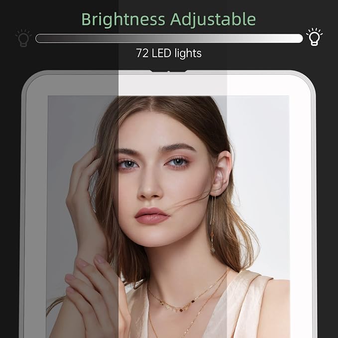 FUNTOUCH Rechargeable Travel Makeup Vanity Mirror with Lights Storage Bag | Portable Lighted Beauty Mirror, 3 Lighting Modes, Dimmable Touch Screen, Tabletop Folding Cosmetic Mirror with Storage Bag