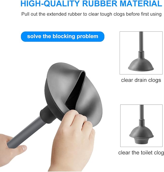 SetSail 2 Packs Toilet Brush and Plunger Set for Bathroom Cleaning, Gray | Semi-Hidden Toilet Plungers Heavy Duty Toilet Bowl Brush and Holder for Bathroom Toilet Plunger and Brush Set with holder