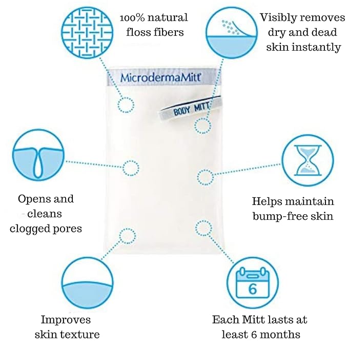 MicrodermaMitt Deep Exfoliating Back Scrubber - Bath & Shower Premium Back Scrub & Dead Skin Remover - Heavy Duty Double-Sided Turkish Kessa Exfoliator - Body Cleaner for Shower