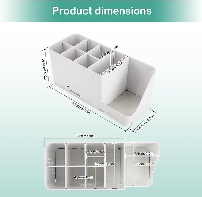 YONGAIJIA 8-Slot Toothbrush Holder with Quick-Dry Diatom Mud Board - Electric & Manual Toothbrush Organizer for Bathroom Countertop (White)