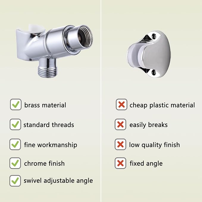 All Metal Handheld Shower Head Holder, Adjustable Shower Wand Holder with Brass Pivot Ball，Shower Arm Holder Mount for Connecting Shower Arm and Shower Hose，Chrome