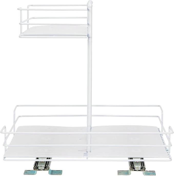 Household Essentials White Steel Double-Tier Pantry Organizer