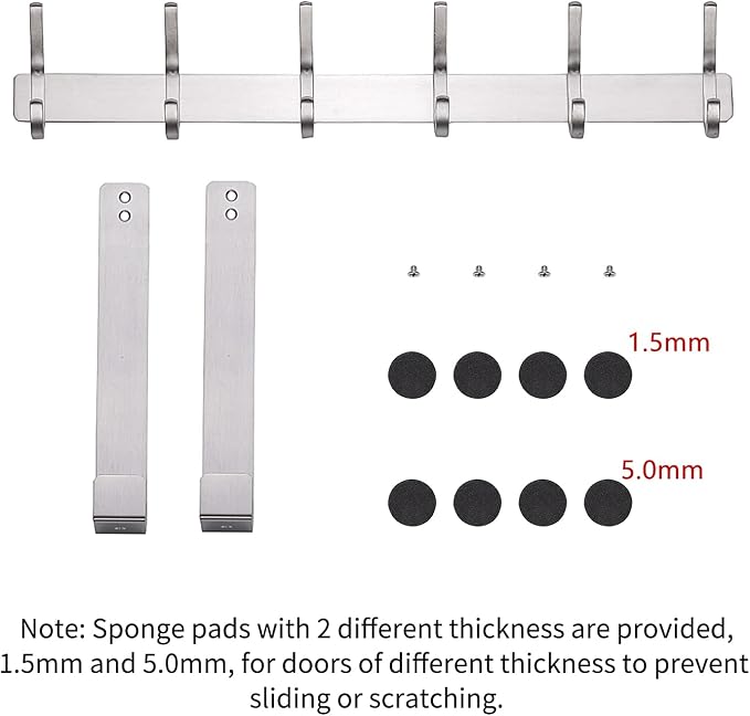 YUMORE Over the Door Hooks, Heavy Duty Door Hanger, Brushed Finish | Stainless Steel, Rust Resistant Finish, Space-Saving Storage, Easy Install, Fits Most Standard Doors