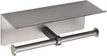 Brushed Nickel Toilet Paper Roll Holder with Shelf Wall Mounted for Bathroom (Brushed Nickel, Double Head)