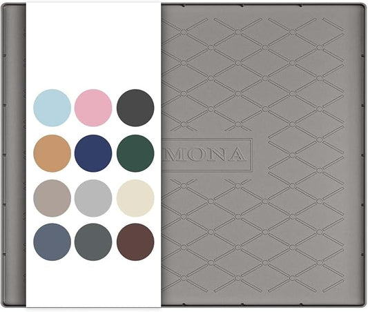 URMONA 25" x 19" Waterproof Silicone Mat in Multiple Sizes & Colors, Under Sink Mat for Kitchen & Bathroom, Pet Food Pad for Dogs & Cats, Kitchen Cabinet Liner, Multi-Purpose for Storage(Beige)