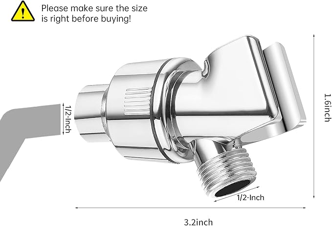 Chrome Shower Head Holder & Mount, Stainless Steel Hose, Handheld Shower Arm, Flexible Showerhead Replacement