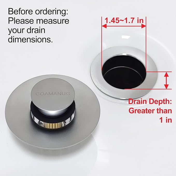 COAMANUG Bathtub Stopper | Shower Drain Hair Catcher, Pop-up Tub Stopper with Strainer | Pop-up Bathtub Drain Plug | Drai Protector for 1-1/2 to 1-3/4" Bath Drain Hole- Pearl Chrome