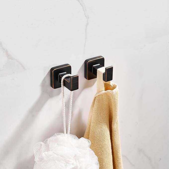 Oil Rubbed Bronze Square Wall Hanger, Towel Hanger, Wall Mounted, Bathrobe Hook 2 Bathroom Hooks