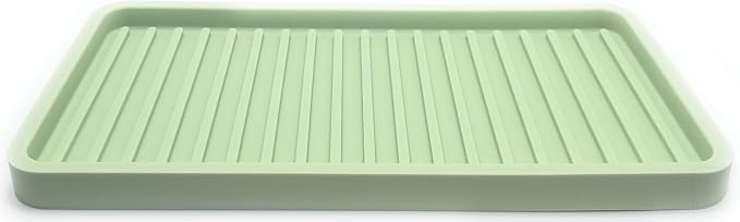 Silicone Sink and Surface Organizer Tray, Sponge Holder, Vanity Tray, Trivet, Heat Safe, Dishwasher Safe, for Bathroom and Kitchen Organization (Pistachio, 10"x5.25")
