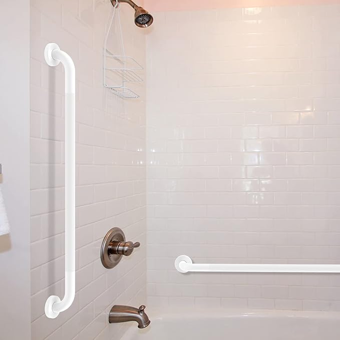 36 Inch Anti Slip Shower Grab Bar Oil Rubbed White, Munzong Bathroom Grab Bar, Knurled Bathroom Balance Bar,Safety Hand Rail Support Handicap Elderly Injury Senior Assist Bath Handle