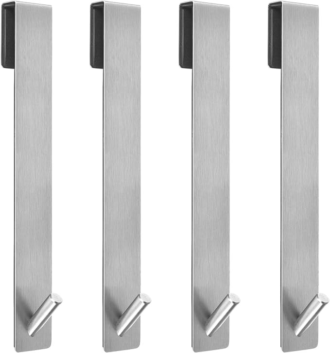 Kontoyo Shower Door Hooks(10 Inch),Extended Over Door Hooks for Bathroom Frameless Glass Shower Door,Stainless Steel Towel Hooks,Heavy Duty Rack Hooks for Robe,Towel-4 Pack-Silver