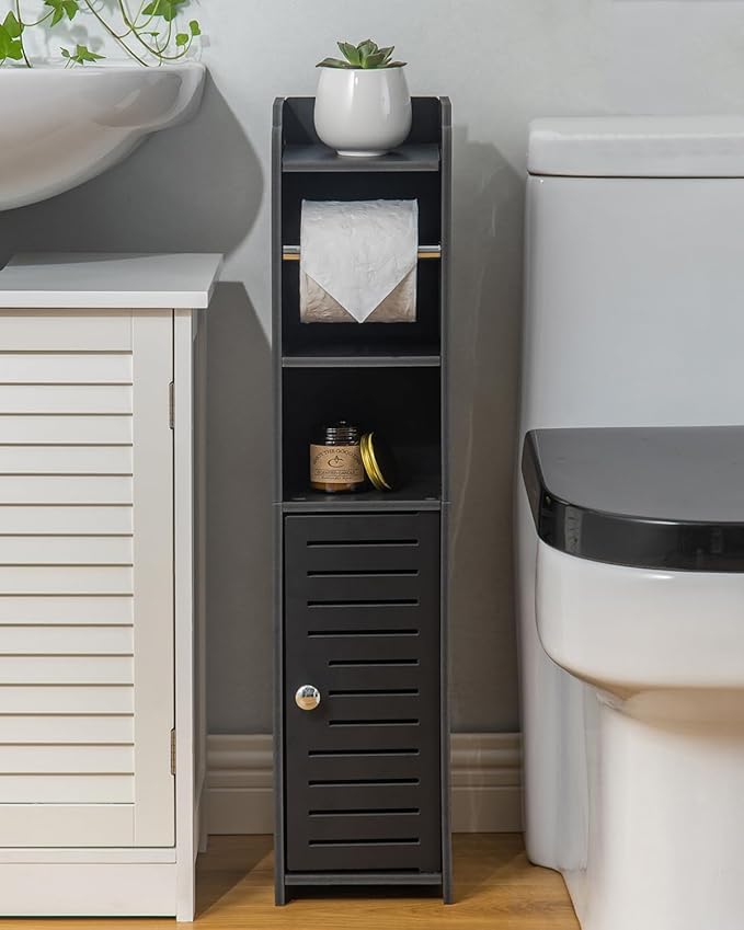 AOJEZOR Toilet Paper Holder Stand: Holds 4 Rolls for Small Bathroom Renters