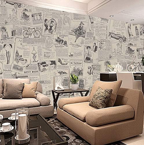 Amhao Vintage Newspaper Decorative Paper Vinyl Self Adhesive Shelf Drawer Liner Home Decor 17.7 inch by 79inch (Pack of 2)