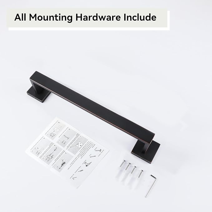 LANC ORB 12-Inch Towel Bar for Bathroom Wall Mounted Bathroom Square Towel Rack, Total-14 Oil Rubbed Bronze Bath Towel Holder Towel Hanger Hand Towel Holders Towel Rail Towel Rod, A8804ORB-3P1