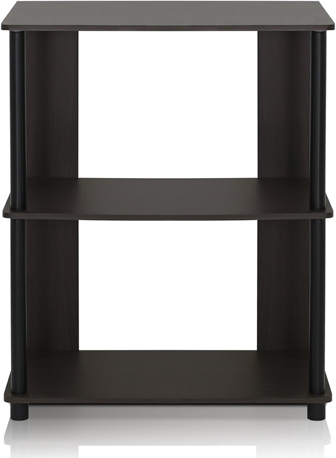 Furinno JAYA Simple Design 3-Tier Bookcase / Bookshelf / Display Rack, Plastic Tubes, Walnut