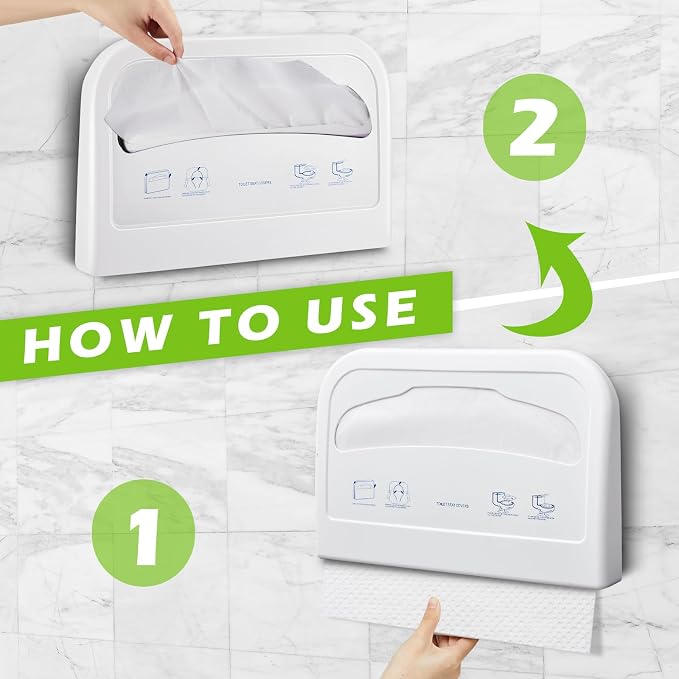Hushee 4 Pcs Toilet Seat Cover Dispenser Wall Mount, Half-Fold Disposable Toilet Seat Cover Holder for Commercial Bathroom Restroom Use (White)