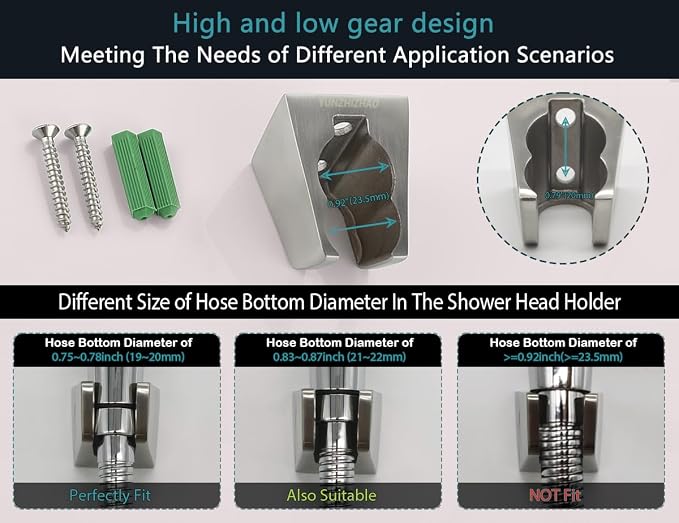 Dual Slot Handheld Shower Head Holder, Secure Screw-in Wall Mount Bracket, 304 Stainless Steel Shower Wand Holder(2 Pcs)