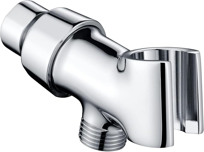 BRIGHT SHOWERS All Metal Handheld Shower Head Holder, Adjustable Shower Arm Mount with 360 Degree Rotatable Brass Ball Joint and Hose Connector, Universal Wall Hook Bracket, Chrome