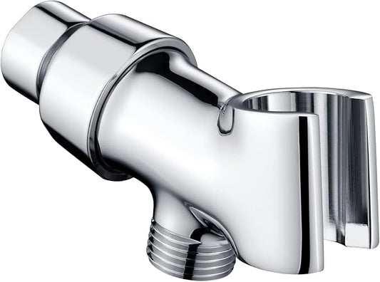 BRIGHT SHOWERS All Metal Handheld Shower Head Holder, Adjustable Shower Arm Mount with 360 Degree Rotatable Brass Ball Joint and Hose Connector, Universal Wall Hook Bracket, Chrome
