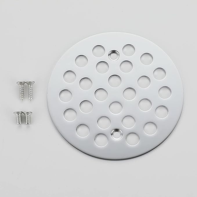 4-1/4 Inch Screw-in Round Shower Drain Cover Replacement Floor Drainer Grate with Screws (Chrome)