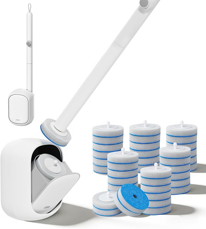 JUDRDO Disposable Toilet Brush, Toilet Bowl Cleaning Kit, Toilet Bowl Brush | 36 Refills for Deep Toilet Cleaning,Toilet Brush and Holder Set for Hygienic Bathroom Maintenance
