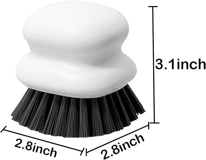 Dish Brush with Handle, Kitchen Scrub Brushes for Cleaning, Dish Scrubber with Nylon bristles for Sink, Pots, Pans (1Pack White Nylon bristles)
