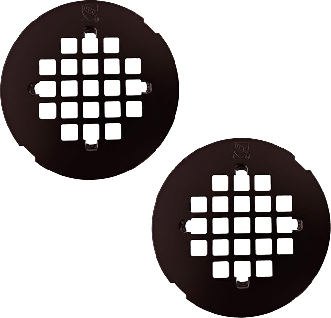 Westbrass D319-2-12 4-1/4" OD Casper Style Brass Snap-in Shower Strainer Grid Drain Cover, Oil Rubbed Bronze (2-Pack)