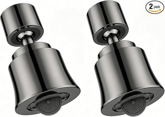 2 Pack Metal Faucet Aerator - Dual Modes Sink Sprayer Attachment for Bathroom - 360° Swivel Kitchen Faucet Sprayer Attachment - Anti-clogging Design - Gun Gray