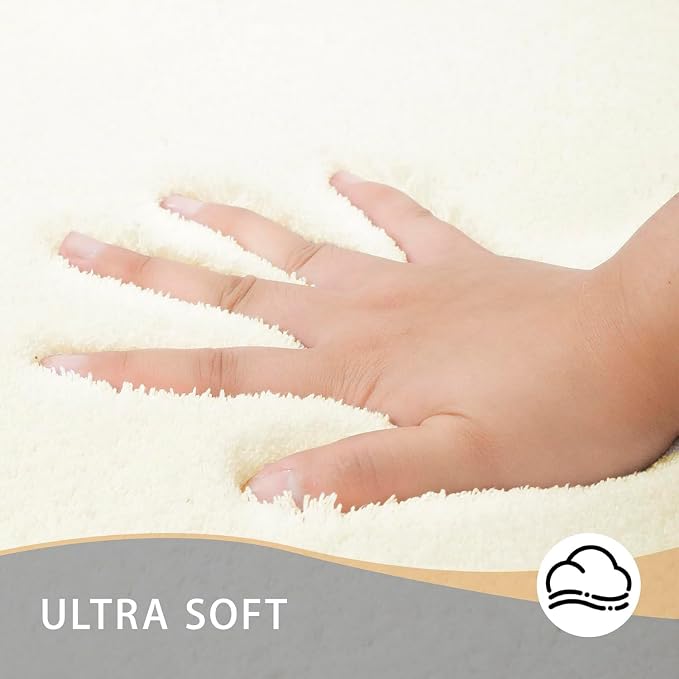 MINIDEAR Bathroom Rugs 60x24 Cream - Thick Memory Foam Bath Mat, Ultra Soft & Plush Fluffy, Non-Slip, Quick Dry, Absorbent Washable Floor Microfiber Mat for Tub, Home Decor Accessories