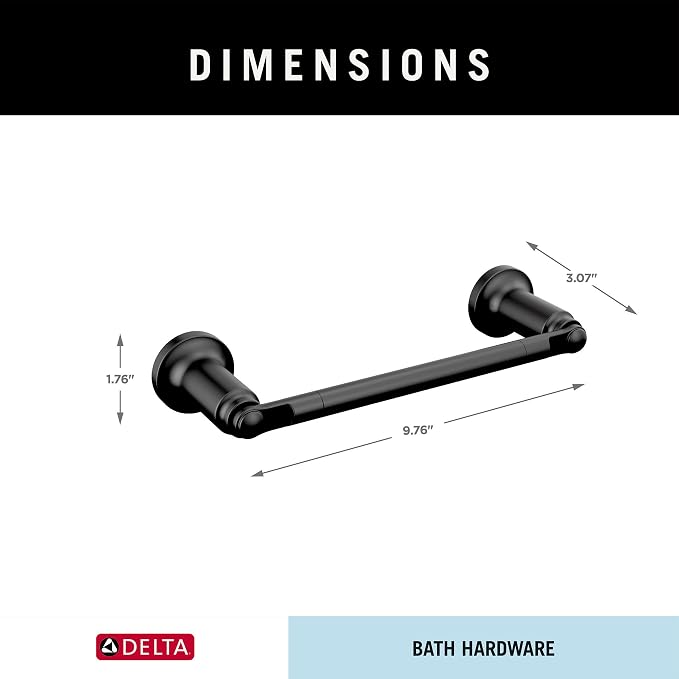 Delta Saylor (1-Pack) 8'' Towel Rack for Bathroom Matte Black Towel Bar for Bathroom Wall Hand Towel Holder Rod Wall Mounted Kitchen Towel Holder 73508-BL