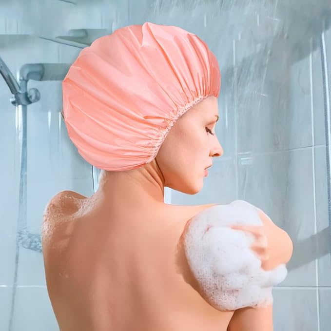 12 PCS Shower Cap, Bath Cap for Women Reusable Waterproof | Double Side Water-resistant PEVA , Bath Accessories, Spa, Travel, Environmental Protection - (Purple+Pink+Blue+Green)