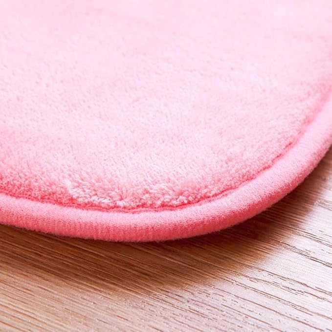 Pink Cartoon Non Slip Memory Foam Bath Mat 15.75 x 23.62 Inch | Cute Design,Super Soft & Water Absorbent Multi-Use Rug, Suitable for Bathroom, Bedroom, Living Room and Entry Door