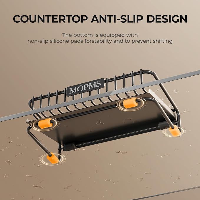 MOPMS Self Draining Soap Dish, Carbon Steel Bar Soap Holder for Shower | Waterfall Design Soap Saver for Bathroom, Kitchen Sink and Countertop, Sponges, Dispensers, Black